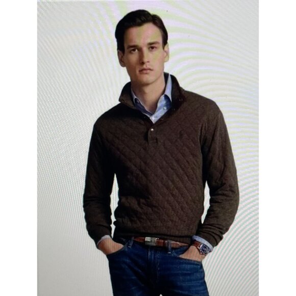 Polo Ralph Lauren Brown Heather Quilted Pullover Sweatshirt 6XB Cotton Blend Men - Picture 2 of 16